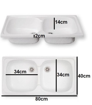 Польская WHITE SINK 80х40 с сифоном и отверстием
