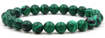 BRANSOLETKA kamień MALACHIT kule 8 mm koraliki