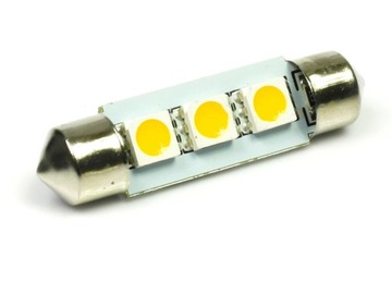 C5W 3 LED SMD 5050 Żarówka BIAŁA CIEPŁA 39 mm