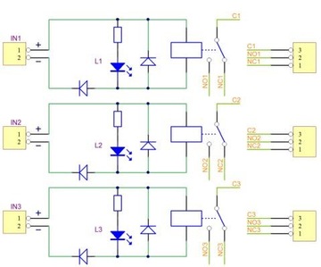 AWZ528 Релейный модуль 3xНЗ/НО 50В