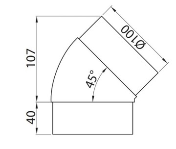 Вентиляционное колено ПВХ 45 градусов 100 мм