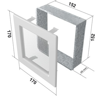 Каминная решетка белая 17х17 для вентиляции камина.