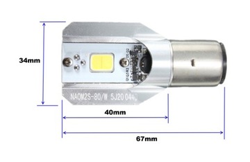 Светодиодная лампа H6 Ba20d 10-80В для мотоцикла с двойной нитью