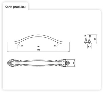 МЕБЕЛЬНАЯ РУЧКА РЕТРО - UR037 СТАРОЕ ЗОЛОТО 96ММ АМИКС