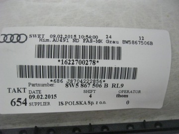 фото thumb №7, Audi a4 8w b9 sedan потолок блок двигателя стойки