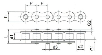 Цепь приводная роликовая 1/2 дюйма 08B1 1м + зажим