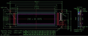 ART Новый ЖК-дисплей 240x64 БЕЛЫЙ/СИНИЙ СО СВЕТОДИОДАМИ TOSHIBA T6963C