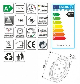 Oprawa LED ORBIT XL 3W, podszafkowa,zestaw 4-pkt