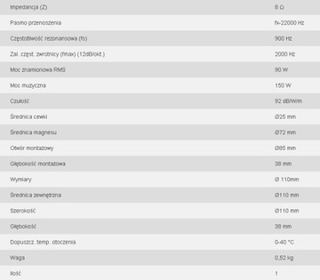 Высокочастотный динамик 90 Вт RMS, 8 Ом, 92 дБ, ШИРОКОПОЛОСНЫЙ MONACOR DT-254