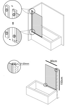 ВАННАЯширма для ванны 150x80 150/80 черный