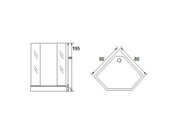 LOFT Душевая кабина чёрная 80х80+5см 5-угловая