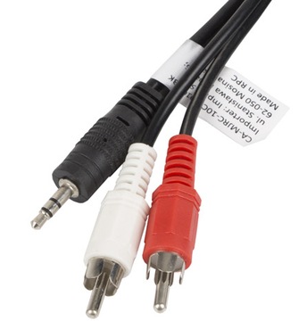 АУДИОКАБЕЛЬ MINIJACK 3,5 ММ 3 PIN->2X RCA 1,5 М