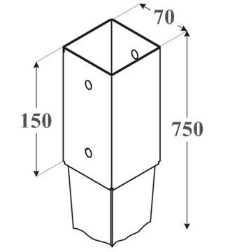 Podstawa słupa wbijana kotwa wspornik 70x750mm