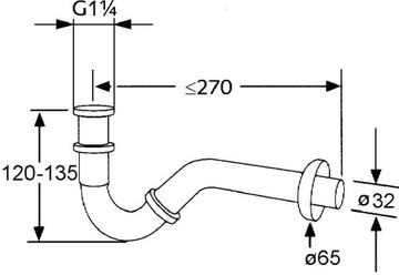 Трубный сифон для биде G 1 1/4 x 32 мм 1031105-00