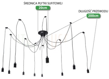 СВЕТИЛЬНИК LOFT SPIDER 6 РУКОВ NORDIC, ДЛИНА 2 МЕТРА