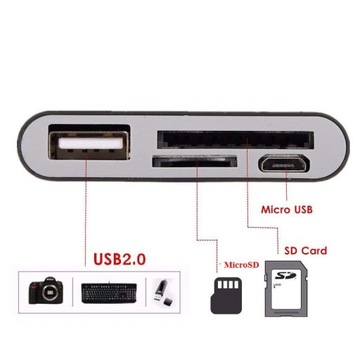 Czytnik Kart Micro USB OTG Hub 4w1