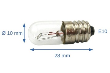 Лампа 24В 80мА 0.08А 2Вт E10 10х28мм