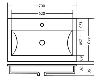 БЕЛАЯ раковина 70 x 44 x 1,5 см Polish Product