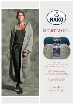 Włóczka NAKO SPORT WOOL akryl wełna 13872