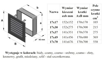 Kratka kominkowa wentylacyjna FRESH 17x49cm krem