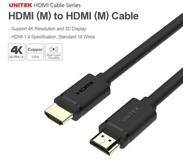 Кабель Unitek HDMI v1.4 золотой 1м 4К