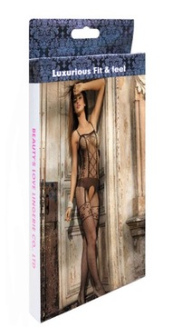 Женское нижнее белье BODYSTOCKING КОМБИНЕЗОН, открытая сетка, кружево, ЧЕРНЫЙ