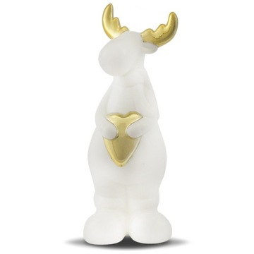 Figurine ceramic reindeer white gold festive, фото