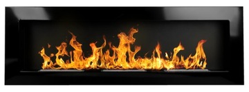 Long biofireplace 140x40 centimeters black gloss 1400x400, фото