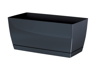Flowerpot prosperplast 39 centimeters x 19 x 18, 2 centimeters diameter 19 centimeters plastic shades of gray 1 silver, фото