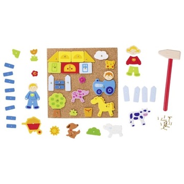 Toy for the child farm cork nailer goki puzzle, фото