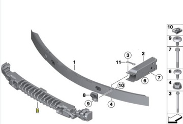 Right bracket bumper booster bracket amplifier front bmw x3 model f25, фото