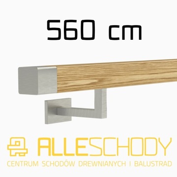 Handrail wall-mounted wooden 40x40 560cm oak color, фото