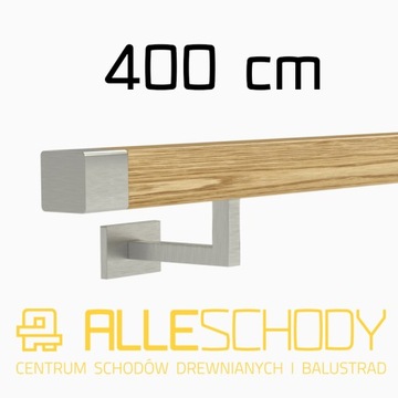 Handrail wall-mounted wooden 40x40 400cm oak color, фото