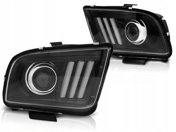 Headlights ford mustang 04-2009 black led backlight bar, фото