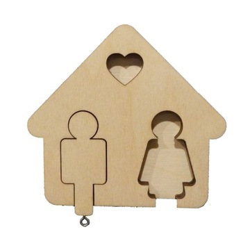 Wooden wall-mounted suspended hanger for a gift suspension keychain on the key lodge, фото