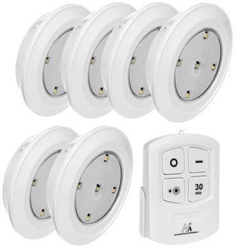 6x лампа беспроводной led подсветка под шкафом кухонная фара на батареи+ пульт (ключ), фото