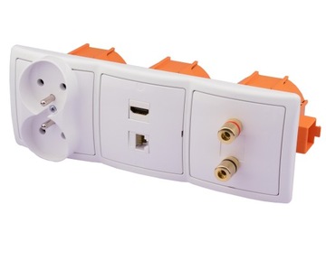 Настенная розетка с 2 динамиками HDMI RJ-45 230V