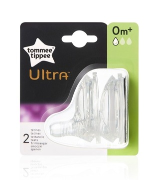 TOMMEE TIPPEE СОСКА ДЛЯ БУТЫЛКИ ULTRA 0M+ - 2 ШТ