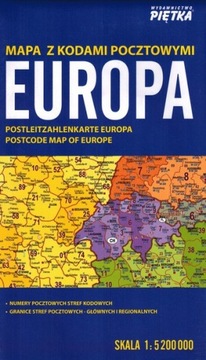 EUROPA MAPA KODOWA LAMINOWANA KODY POCZTOWE