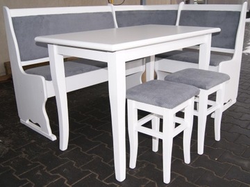 NAROŻNIK KUCHENNY N1B STÓŁ TABORETY 155X115 BIAŁY