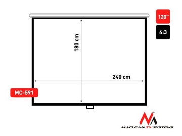 ЭКРАН ДЛЯ ПРОЕКТОРА 240x180 см, ПОЛУАВТОМАТИЧЕСКИЙ ПРОЕКТОР 120