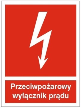 Znak Przeciwpożarowy wyłącznik prądu 15x20 CNBOP