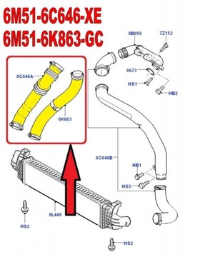 ШЛАНГ ИНТЕРКУЛЕРА VOLVO V50 1.6 D 3M51-6C646-X