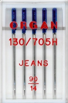 Igły półpłaskie do maszyn do szycia solidne Organ do jeansu 130/705H 5x90