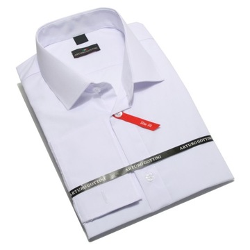 KOSZULA BIAŁA GŁADKA SPINKA/GUZIK 38 164/170 SLIM