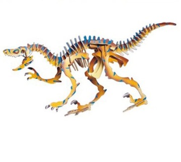 PUZZLE DREWNIANE 3D DINOZAUR VELOCIRAPTOR COLOR