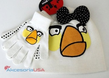 Зимний комплект из перчаток и шапки детский ANGRY BIRDS Bow White