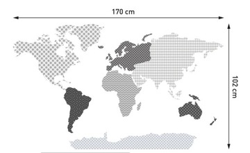 Наклейка на стену с узором КАРТА МИРА! 170 х 102 см