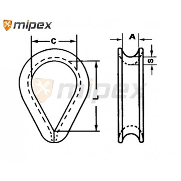 Кауша Кауза для веревок DIN6899B Ocynk 12 мм