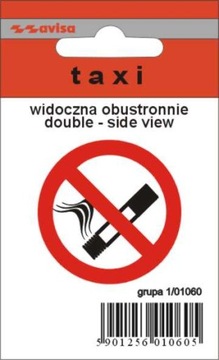 Naklejka Nalepka Taxi Zakaz Palenia Dwustronny